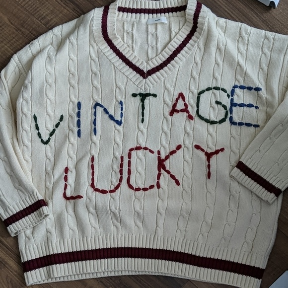 Vintage Lucky Knit Sweater Plus Size - Picture 2 of 2
